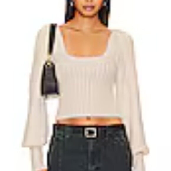 Free People Katie Pullover Sand Dollar Combo Cozy Knit Sweater Size Medium boho - Picture 5 of 15